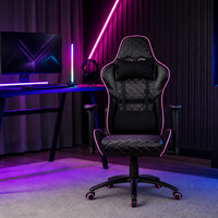 Chaise de bureau ergonomique à dossier haut avec support lombaire, pivotante, réglable, moderne, pour jeux sur ordinateur, avec appui-tête, pour la détente