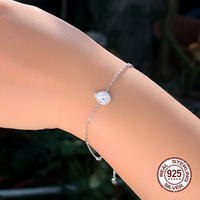 Bracelets élégants et décontractés en argent sterling 925 avec zircon cubique en forme de goutte d'eau, de cœur et de cercle pour femmes, accessoires de bijoux