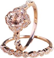 MAIHAO Conjunto de anillos de piedras preciosas rosas chapados en oro rosa de 18 quilates, conjunto nupcial para mujer, joyería para mujer, talla 6-10 (código estadounidense 6)
