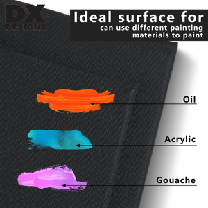 Toile tendue noire 100% coton DX DESIGNS, triple apprêtée, sans acide, cadre en bois, toile pour artiste, pour peinture à l'huile, acrylique, <span class=keywords><strong>gouache</strong></span> - Product Image 4