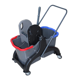 Chariot de nettoyage à double bac CKS 3225 Black Edition 50L avec essoreuse, chariot à serpillière en plastique robuste pour le nettoyage industriel - Product Image 1