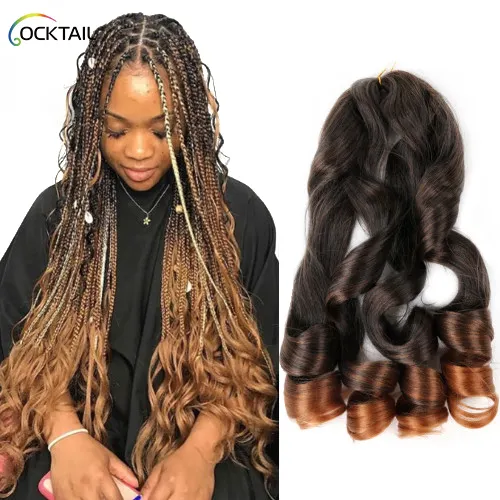 Kanekalon high temperature fiber french curly braiding hair spiral curl loose wave crochet hair extension in stock