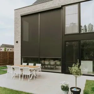 Fabriek Geprijsd Smart Outdoor Verduistering Stof Gordijn Tinten Zip Track Screen Custom Waterdicht Rolgordijn Voor Patio