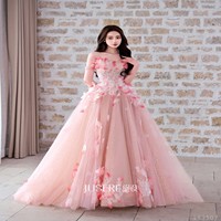 Gaun Pesta Putri Quinceañera Petal untuk Gadis 15 Tahun 17 Tahun, Gaun Prom Pink Bunga 3D Buatan Tangan, Vestido De Festival, Pesta Prom Mewah