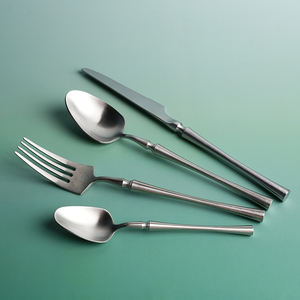 <span class=keywords><strong>Utensilios</strong></span> de restaurante, cubiertos Vintage, mango redondo, 18 10, cubiertos de acero inoxidable, juego de cubiertos de Hotel de 5 estrellas <span class=keywords><strong>para</strong></span> regalo de boda - Product Image 1