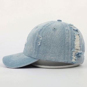 Proveedor Chino de Gorras de Béisbol de Mezclilla Vintage sin Estructura de 6 Paneles, 56 cm, Gorra de Papá Bordada en Mezclilla Azul - Product Image 3