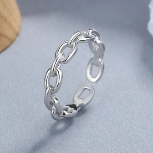 Cross Chain <b>Ring</b> 4Mm Copper Alloy <b>Adjustable</b> Opening Unisex Jewelry Silver Gold Color Geometric Shape Fashion Bracelet - Product Image 3