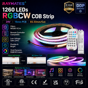 แถบไฟ LED COB แบบดิจิตอล SPI บางเฉียบ ยืดหยุ่นได้ ความสว่างสูง แสงสม่ำเสมอ รุ่น Dream Magic RGBCW - Product Image 2