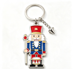 Llavero de Cascanueces 3D Personalizado con Esmalte, Colgante Metálico Navideño, Regalo Festivo - Product Image 1