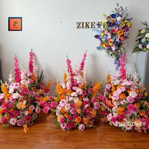Décoration de scène pour révélation de sexe de bébé, fleurs <span class=keywords><strong>orange</strong></span> et rose, centre de table floral pour mariage, arrangement de fleurs artificielles - Product Image 3