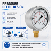 Stainless Steel Housing Brass Connection Pressure Gauge Shockproof High Precision Liquid Filled Pressure Gauge