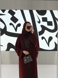عباية رمضان <span class=keywords><strong>2026</strong></span> أنيقة وفاخرة للعيد، قفطان مفتوح أحمر، فستان هندي مطرز يدويًا، فساتين سهرة نسائية مسلمة - Product Image 5