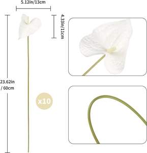 Planta de Anturio Blanca Grande de Alta Calidad, Flor Artificial de Látex con Tacto Real para Graduación, Día de la Madre, Decoración de Mesa de Boda - Product Image 2