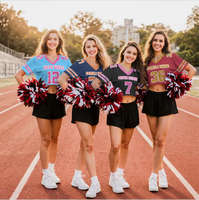 Tontons maillot de Football Cheer personnalisé pour femmes haut court noir rose personnalisé avec tenue de Concert à manches courtes et paillettes scintillantes