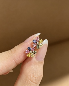 Pendientes de Oro Real de 18K Xinfly Au750 con Zafiros de Colores, Elegantes Joyas Finas para Mujer, Regalo para Mujer - Product Image 3