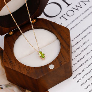 Últimas tendencias Pave CZ Luna estrella moneda collar mujer joyería piedra preciosa simplicidad gota verde peridoto collar con piedra Natura - Product Image 6