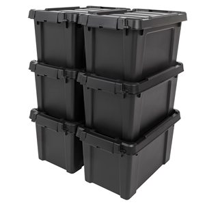 Black <b>Plastic</b> <b>Storage</b> <b>Bin</b> Rectangular Stackable Organizer Box 60x40x30cm Waterproof Durable Lightweight Garage Use - Product Image 2