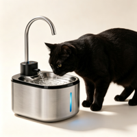 Fontaine à eau automatique pour chat et chien de grande capacité 5L en acier inoxydable, capteur intelligent, autonomie de la batterie de 60 jours, contrôleur détachable, LED