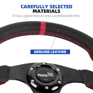 RASTP <b>Racing</b> Steering <b>Wheel</b> 320mm D-Shape Genuine Leather 3 Spokes For Car Modification - Product Image 3