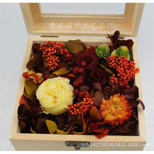 Wooden Preserved Flower <b>Box</b> Rectangle <b>Pine</b> Handmade Gift Packaging Custom Made Shandong Origin - Product Image 1