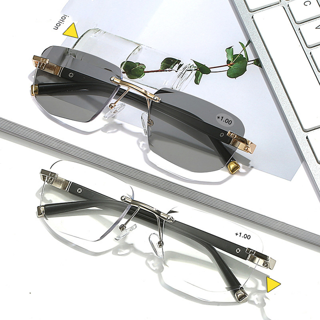 Unisex Rimless Reading Glasses Customizable Prescription Lightweight Eyewear 031