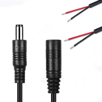 Câble Pigtail DC 12V 24V Prix Usine, Fiche Cylindrique Mâle/Femelle DC 5.5mm * 2.1mm, Cordon d'Alimentation IP65, 24AWG 3A Cuivre PVC
