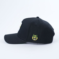 Op maat gemaakte OEM heren katoenen outdoor geborduurde zwarte baseballcap 5-panel pet Oxford stof 5-panel snapback pet