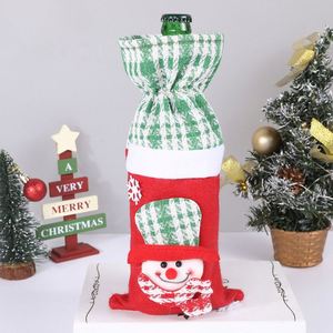 Modern <b>Christmas</b> & Chinese New Year Decorations with Checkered Cotton Bottle Covers and Red Wine/ Bags-Hot Selling - Product Image 3