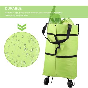 Convenient Foldable Oxford Tote with Wheels Supermarket <b>Shopping</b> Bag Large Capacity Waterproof for Daily Use - Product Image 5