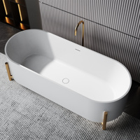 Bañera de Piedra Artificial de Superficie Sólida, Diseño Moderno 2026, Bañera Independiente de Lujo para Hotel