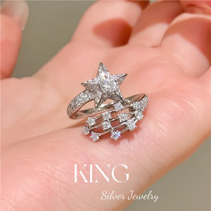 Anillo de Plata con Forma de Estrella y Micro Pavé, Joyería King Silver, Regalo de Moda para Mujer - Product Image 2