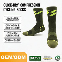 Chaussettes de cyclisme à compression à séchage rapide, chaussettes de sport respirantes mi-mollet avec coussinets ciblés, absorbant les chocs pour le vélo et la randonnée, unisexe