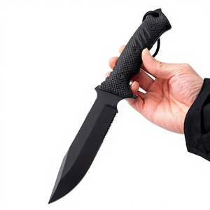 มีดพกพาคุณภาพสูง AHS ใบมีดดำแบบ Fixed Blade สำหรับเอาตัวรอด ปลายมีดแบบ Drop Point มีดสำหรับตั้งแคมป์ เหล็ก 5Cr ด้ามจับ G10 ขนาด 30 ซม. รับผลิตตามแบบ OEM - Product Image 4