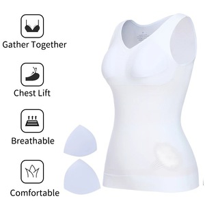 Vente en gros de soutien-gorge rembourré gilet serré débardeur pour femmes sous-vêtements de sport vêtements de yoga modelage du corps - Product Image 3