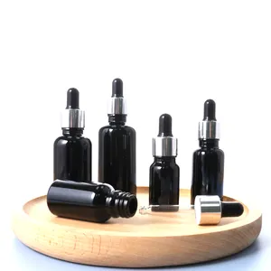 5ml 10 Ml 15ml 30ml 50ml 100ml Black Clear Glass Dropper Essential Oil Bottle