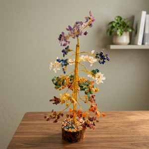 Figurine d'arbre en pierre précieuse de cristal sculptée à la main, branche en fil doré, artisanat pour l'équilibrage des chakras, décoration Feng Shui pour la maison, cadeau - Product Image 3