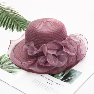 Chapeau d'été pour <span class=keywords><strong>femme</strong></span>, élégant, en organza, à large bord, idéal pour mariage, cérémonie, ou thé en compagnie - Product Image 6