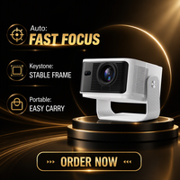 Projecteur Android 14 HY350Max 1080P LCD 500 ANSI Lumens Prise en charge 4K Mise au point automatique Correction trapézoïdale hexagonale Portable Blanc