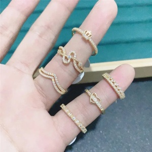 Bague de fiançailles plaquée or Jxx en gros, lot mixte tendance pour femme, ornement en zircon pas cher - Product Image 5