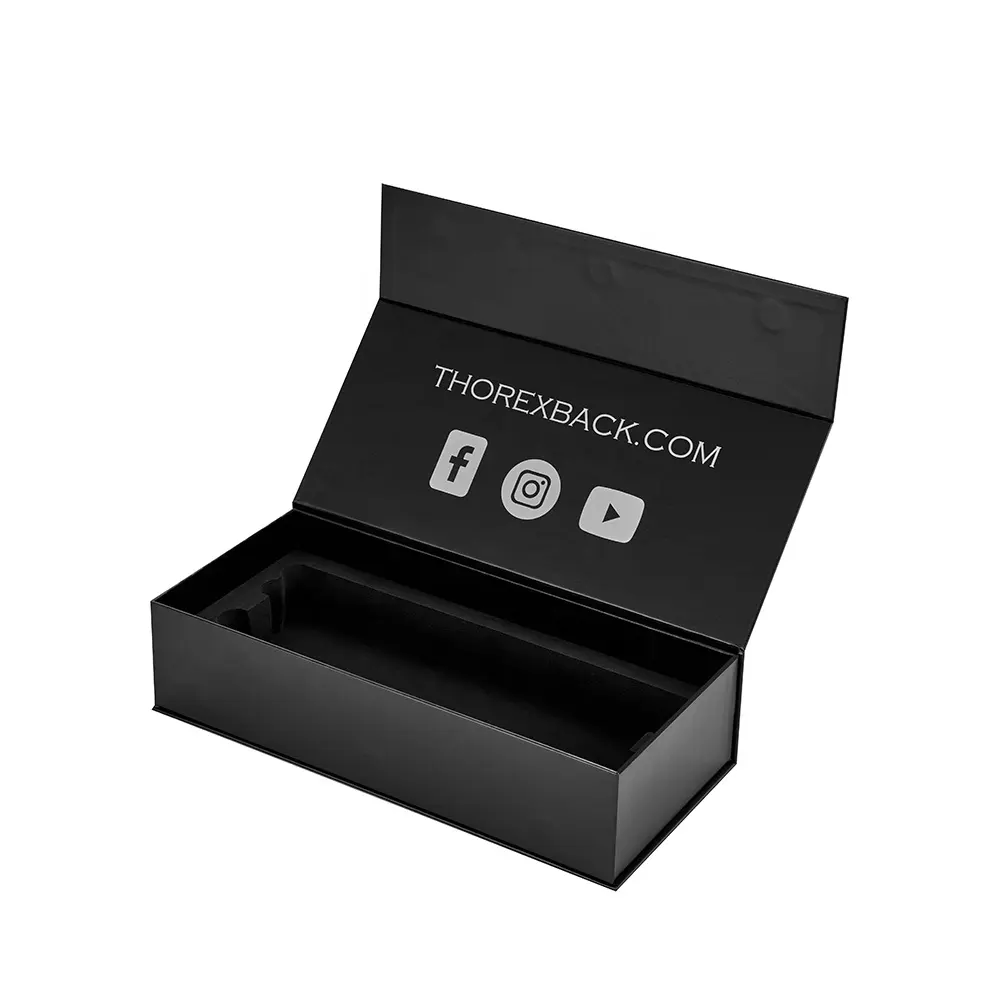 New Custom Made Riciclabile Lusso di Cartone Nero di Vibrazione Coperchio Magnetico Regalo Box Set di Soft Touch Laminato Scatola di Imballaggio