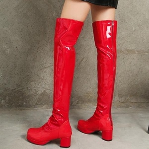 Candy Color Platform Reflective Upper Back Zip Women Round Toe Thigh High <b>Boots</b> Big Size 43 Casual Over Knee High Long Booties - Product Image 5