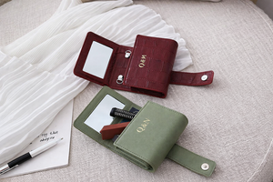 Sac bandoulière portable en PU écologique avec fermeture éclair, miroir intégré, grande capacité, pour cosmétiques et rouges à lèvres, idéal pour les voyages - Product Image 3