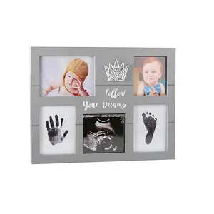 Venta al por mayor bebé recién nacido Handprint and Footprint Makers Kit Follow Your Dream Print Frame regalo de aniversario