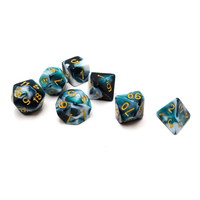 Dés carrés en résine polyédrique pour D&D, lot de 7 pièces avec autocollants intégrés pour jeux de rôle, couleur personnalisable, écologiques et équilibrés