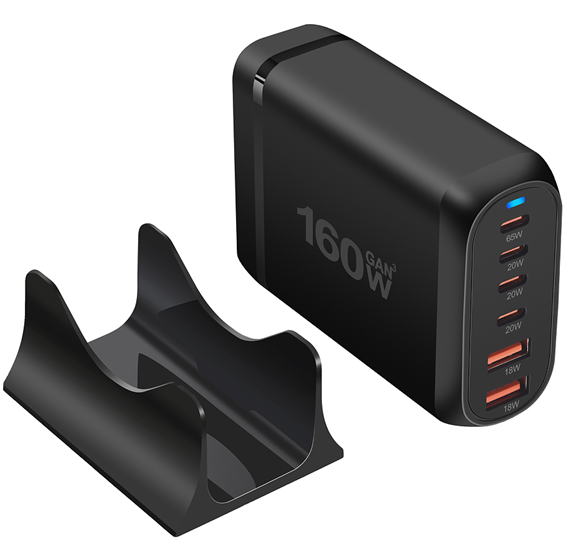 160W GaN USB Charger: High-Power 4C+2A Fast Charging with Rapid Charging with Universal Travel Adapter