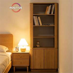 Mueble de Almacenamiento Minimalista, Chapa de Madera Contrachapada, Estilo de Líneas Verticales, Estante Abierto con Puerta para Decoración del Hogar, <span class=keywords><strong>Aparador</strong></span> - Product Image 3