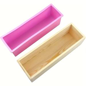 <b>Silicone</b> Rectangular Mold, Used for Soap Making and DIY Craft Supplies, with Wooden Box Bread Mold <b>Tool</b> - Product Image 6