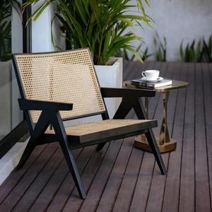 Furniture Rattan Wooden Leisure Chair Factory Direct Sale Modern Home Furniture Soild Wood Rattan Webbing Cane Seat Armchair Lounge Leisure Chair