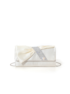 Pochette de Soirée Carrée Élégante en Satin avec Nœud Papillon, Perles et Strass, Collection 2025 – Nouveauté Designer Haut de Gamme pour Demoiselle d'Honneur et Mariage - Product Image 3
