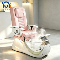 Fauteuil de pédicure et de massage électrique inclinable en cuir PU avec bain de pieds en cristal pour salon de beauté